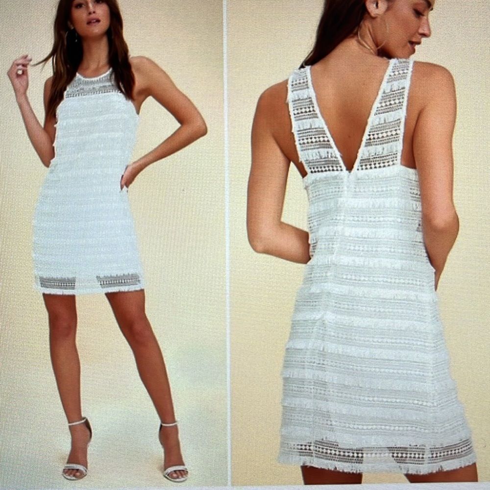 New! Ali & Jay Cocktails at Craig’s Fringe‎ Dress White Size Medium NWT